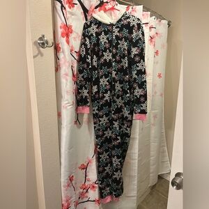 Just Love Black and Pink Snowflake Pajama Onesie
